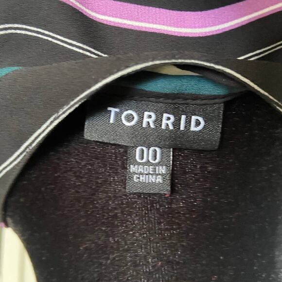 Torrid Womens Tank 00 M 10 Lexie Stripe Georgette Tunic Black Forest Green White - Picture 8 of 9
